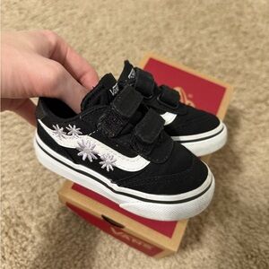 Vans Kids Black and White Floral Sneakers